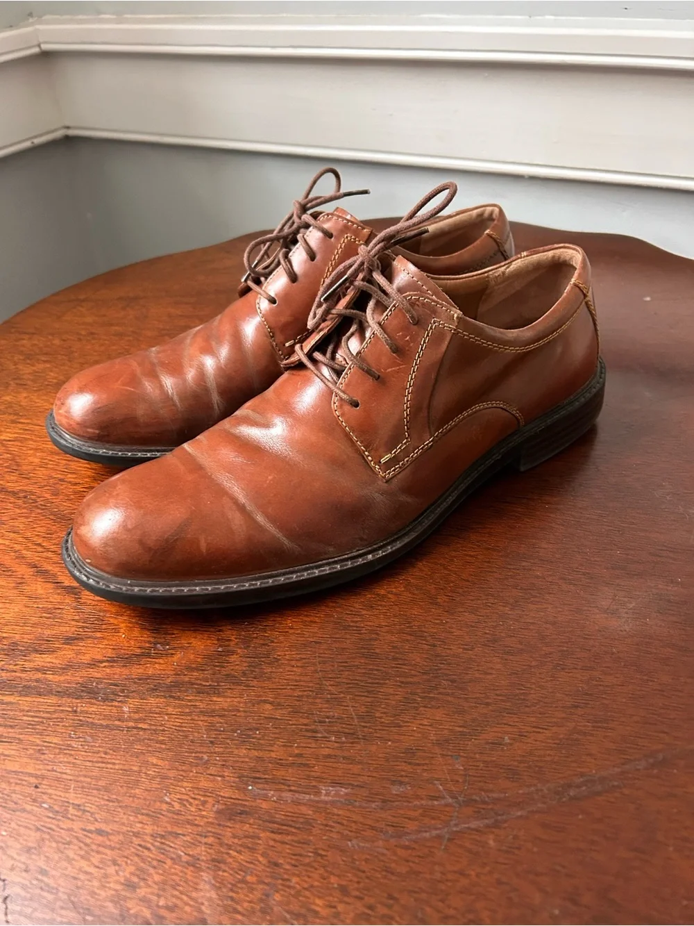 Johnston & Murphy Men’s 11M Brown Leather Derby Dress Shoes Made in India